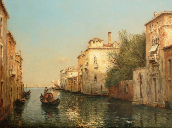 Quiet Venetian Canal with Gondola – Hand - Painted Oil Painting - Oil Painting Haven