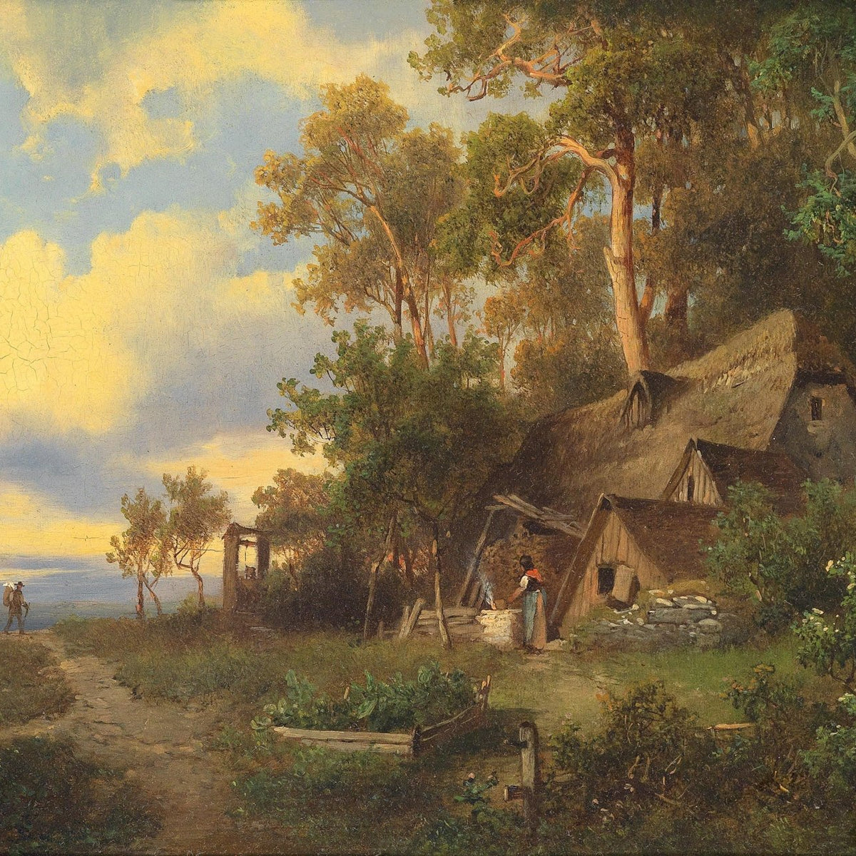 Quiet Woodland Cottage, Dusk, Country Path – Landscape Oil Painting - Oil Painting Haven