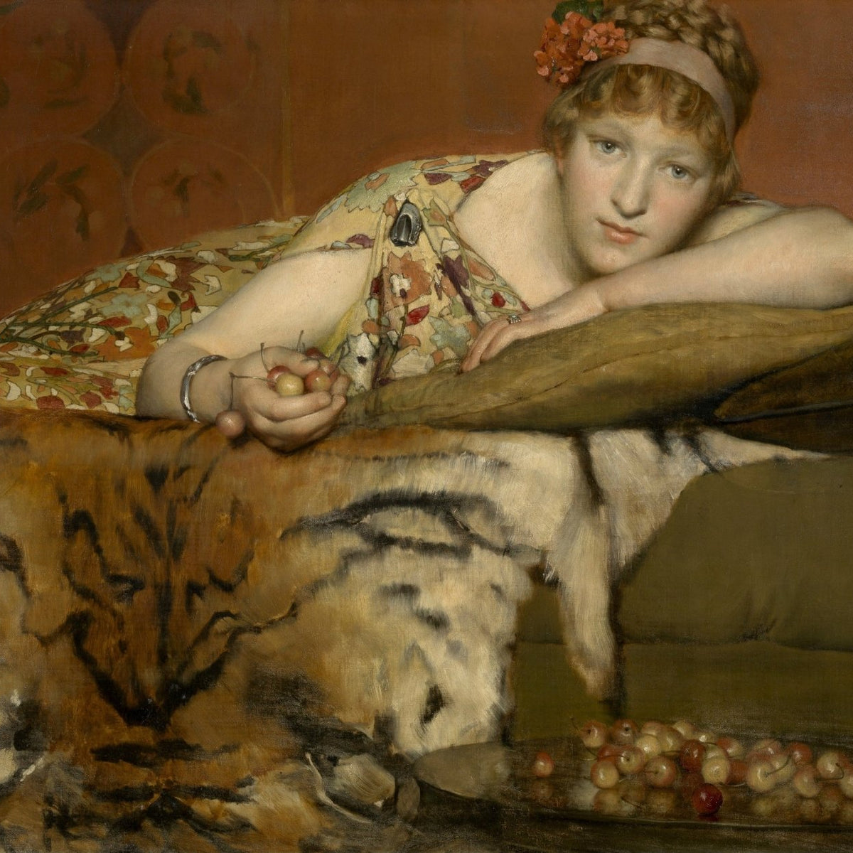 Reclining Woman with Cherries Classical Scene - People Oil Painting - Oil Painting Haven