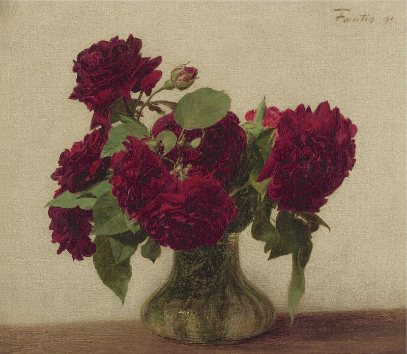 Red Peonies in Glass Vase Still Life– Floral Oil Painting - Oil Painting Haven