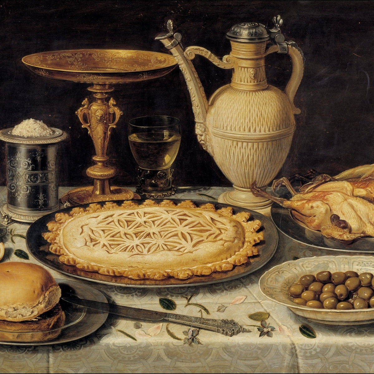 Roasted Game and Pie Feast - Still Life Oil Painting - Oil Painting Haven