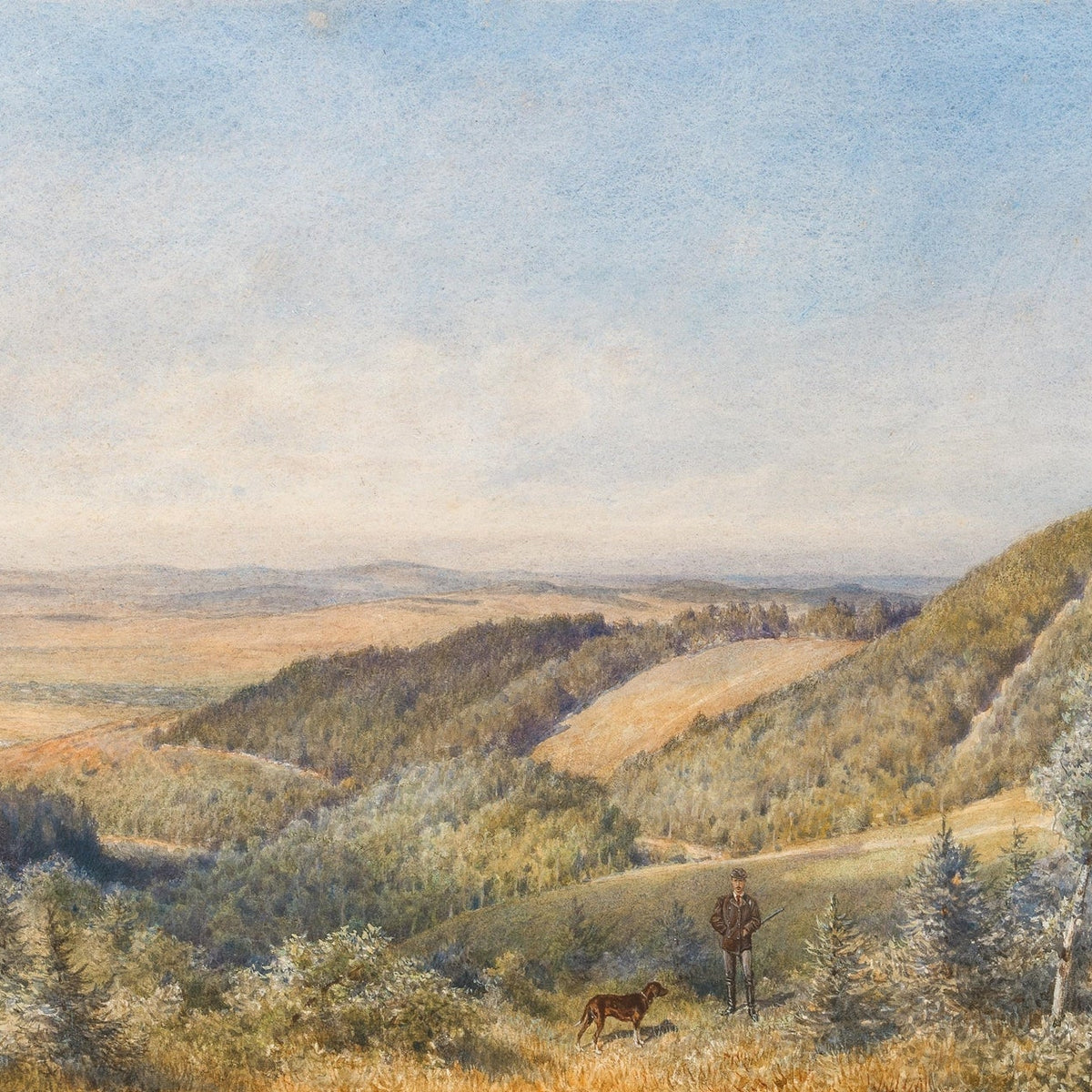 Hand-painted rolling hills and countryside view landscape oil painting on canvas