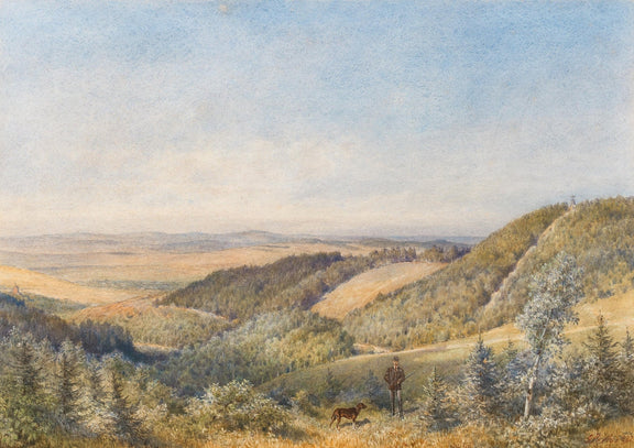 Hand-painted rolling hills and countryside view landscape oil painting on canvas