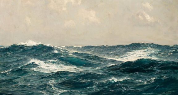Rolling Ocean Waves Under Open Sky - Landscape Oil Painting - Oil Painting Haven