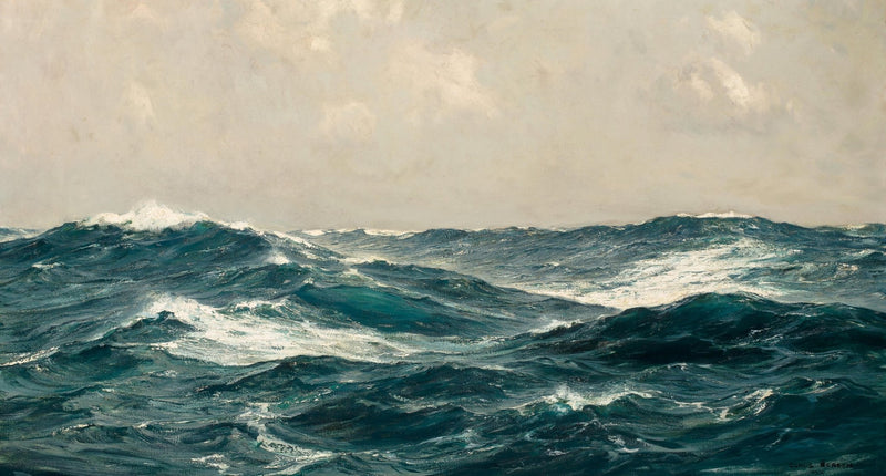 Rolling Ocean Waves Under Open Sky - Landscape Oil Painting - Oil Painting Haven