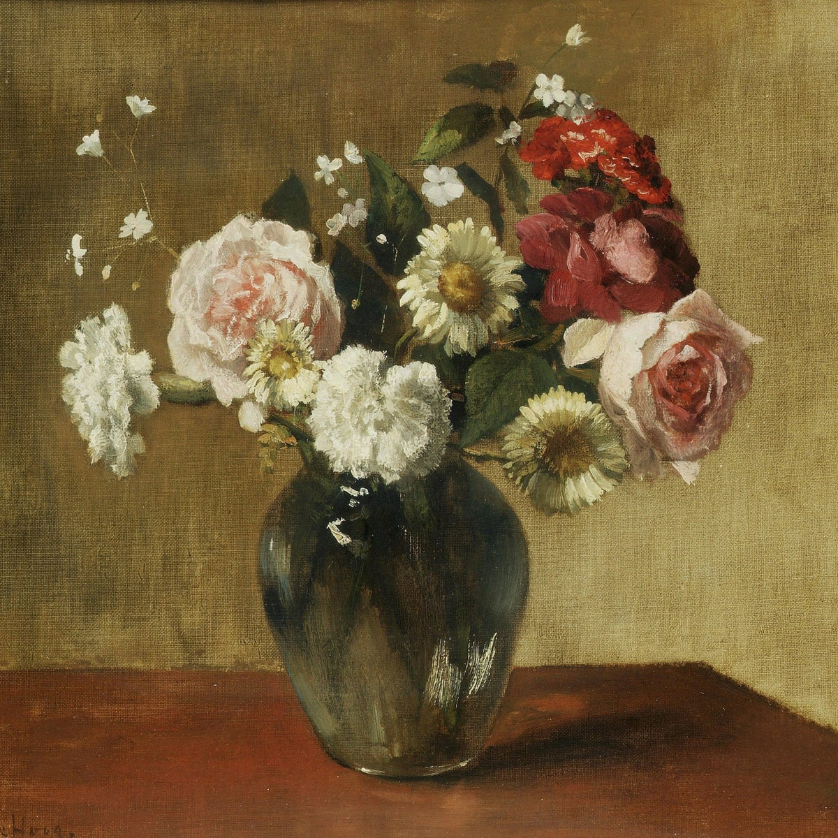 Roses and Wildflowers in Glass Vase – Floral Oil Painting - Oil Painting Haven