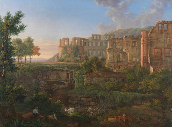 Ruins, Old European Castle, Pastoral Setting – Landscape Oil Painting - Oil Painting Haven