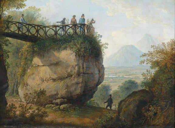 Scenic Cliffside View with Figures and Valley – Landscape Oil Painting - Oil Painting Haven