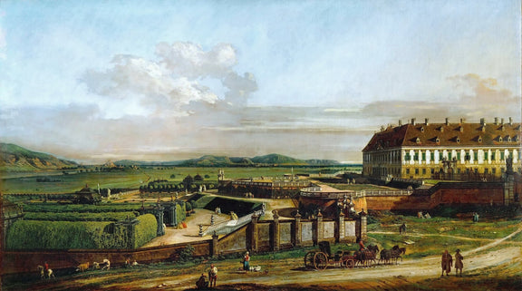 Hand-painted schlosshof palace, baroque garden view landscape oil painting on canvas