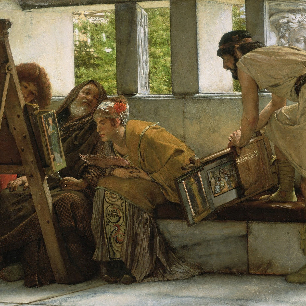 Scholars Studying Paintings in Classical Gallery - People Oil Painting - Oil Painting Haven