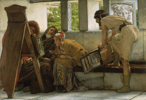Scholars Studying Paintings in Classical Gallery - People Oil Painting - Oil Painting Haven