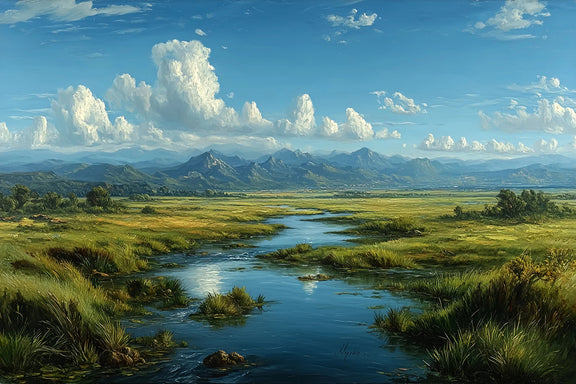 Serene River Valley Original Oil Painting For Sale - Oil Painting Haven