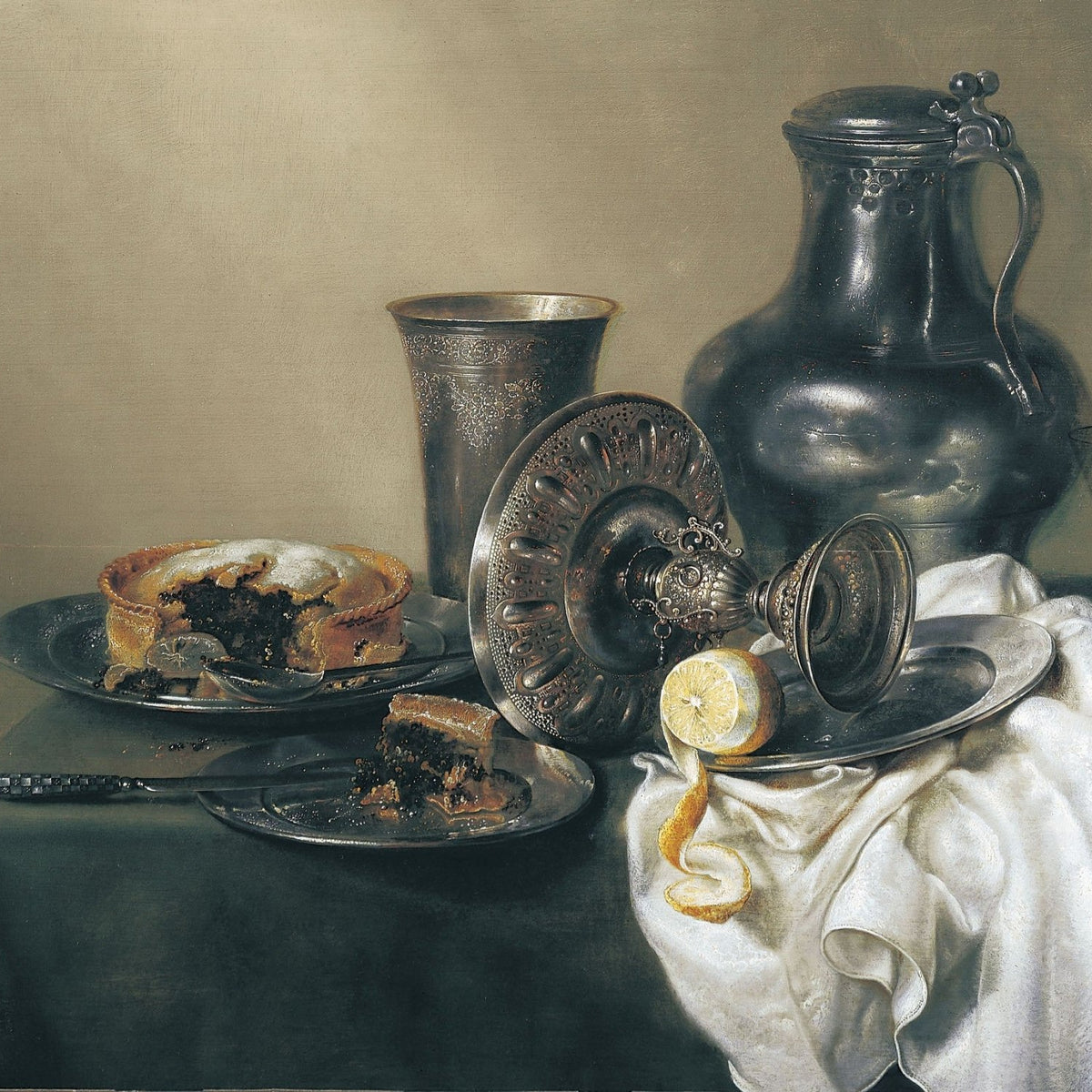 Silver Jug, Lemon and Cake Arrangement - Still Life Oil Painting - Oil Painting Haven