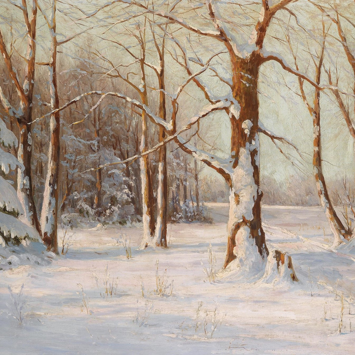 Snowy Forest in Winter | Hand - Painted Landscape Oil Painting - Oil Painting Haven