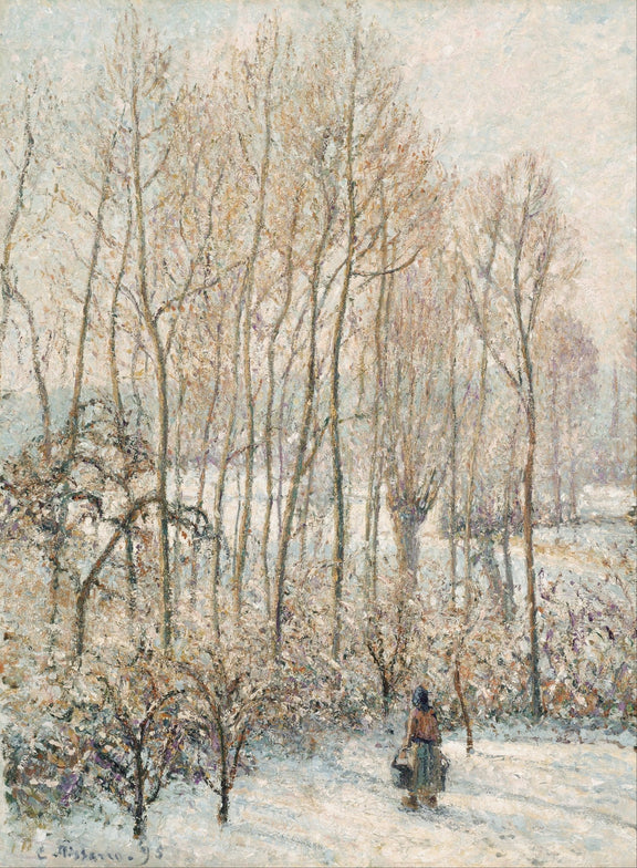 Snowy Forest Path in Eragny Morning Light - Landscape Oil Painting - Oil Painting Haven