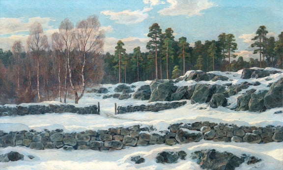 Snowy Forest, Rocky Hillside – Hand - Painted Landscape Oil Painting - Oil Painting Haven