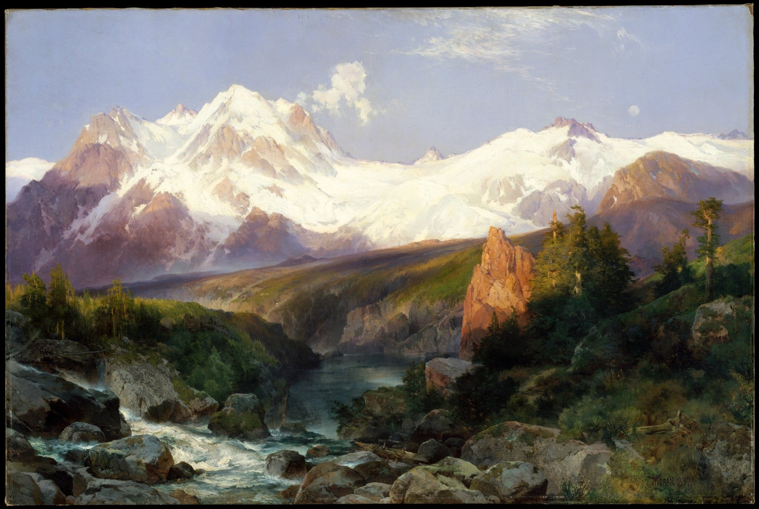 Snowy Teton Mountains and River Valley - Landscape Oil Painting - Oil Painting Haven