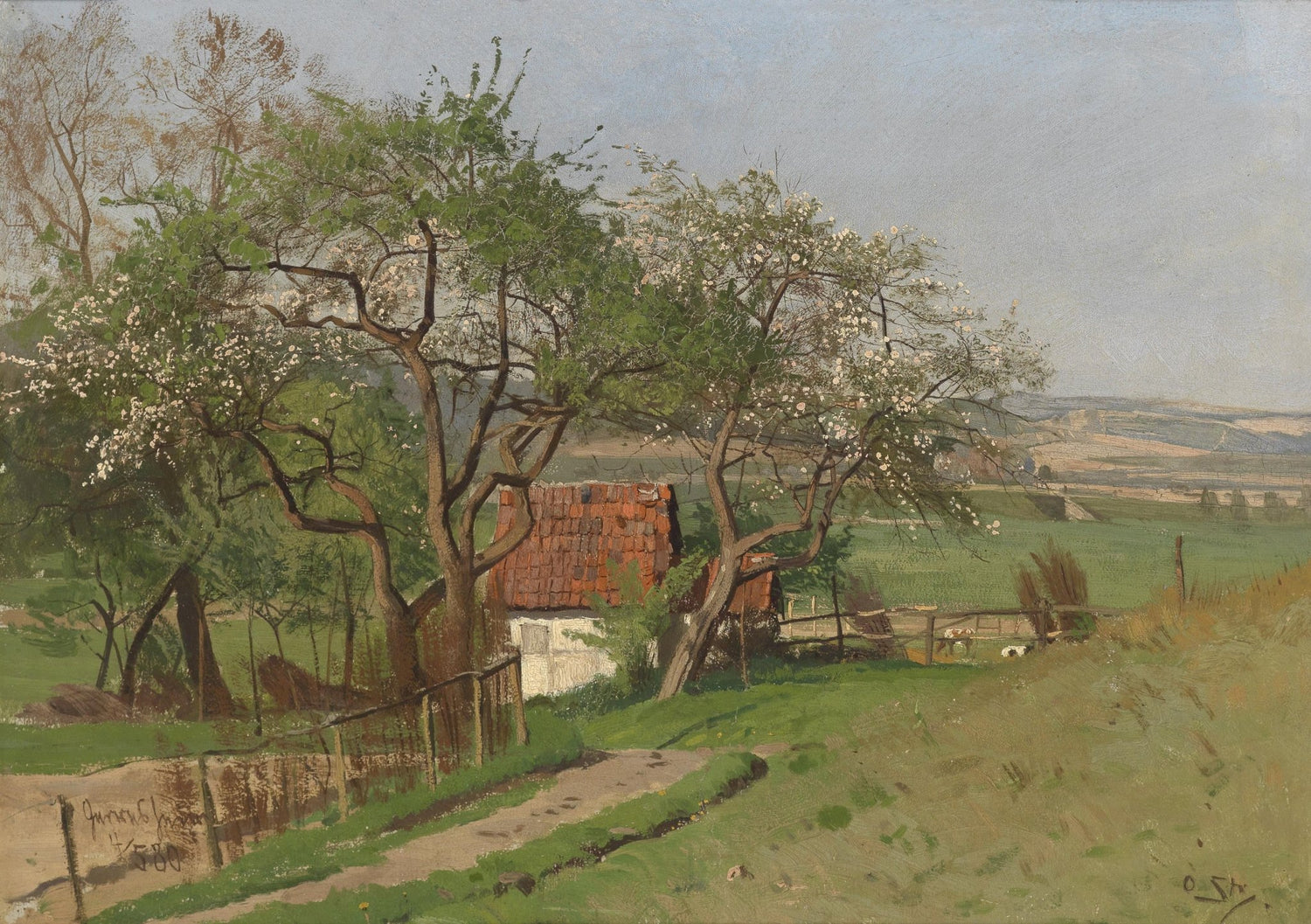 Spring Cottage Landscape | Hand - Painted European Oil Painting - Oil Painting Haven