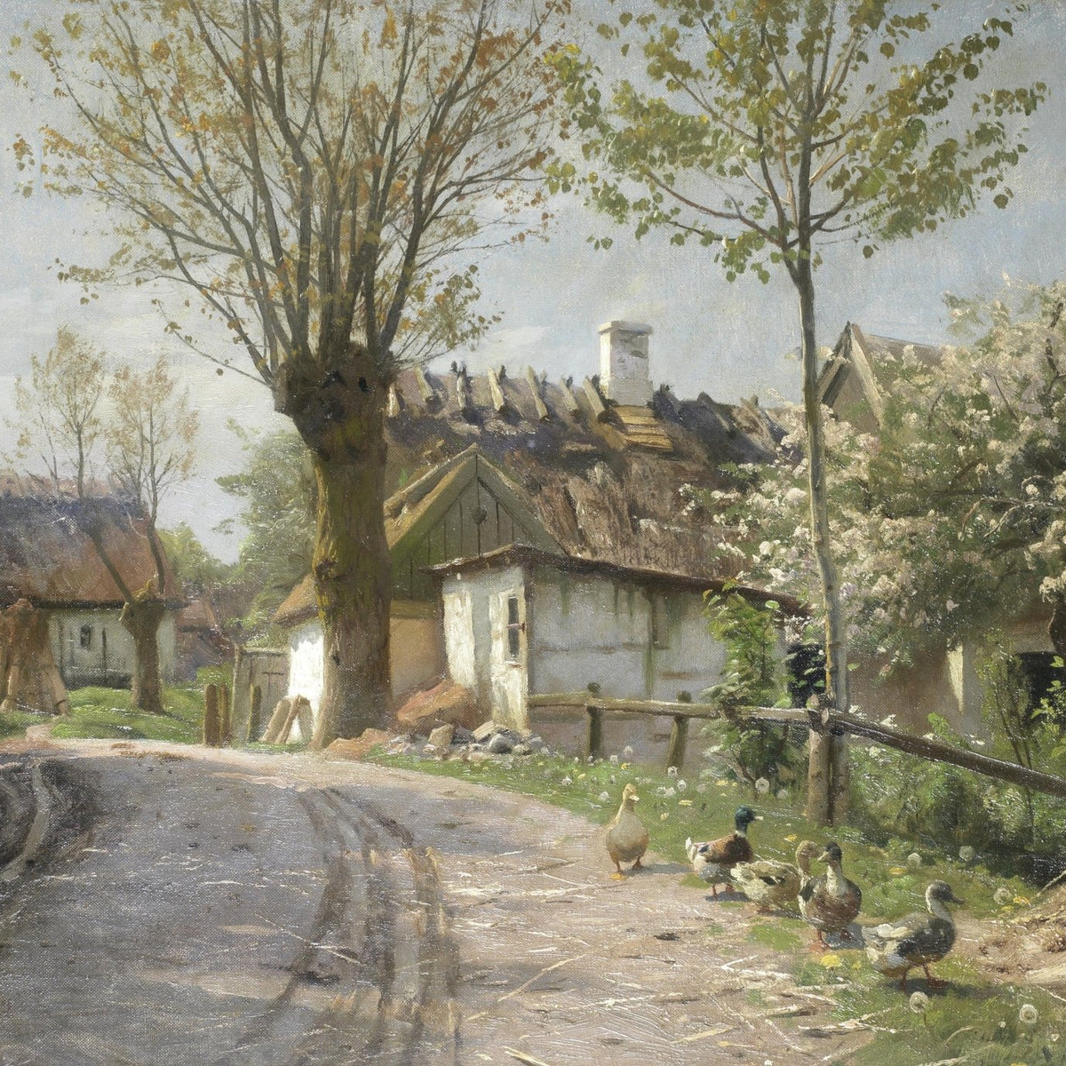 Spring Floral Landscape Oil Painting | Hand - Painted Country Path Scene - Oil Painting Haven