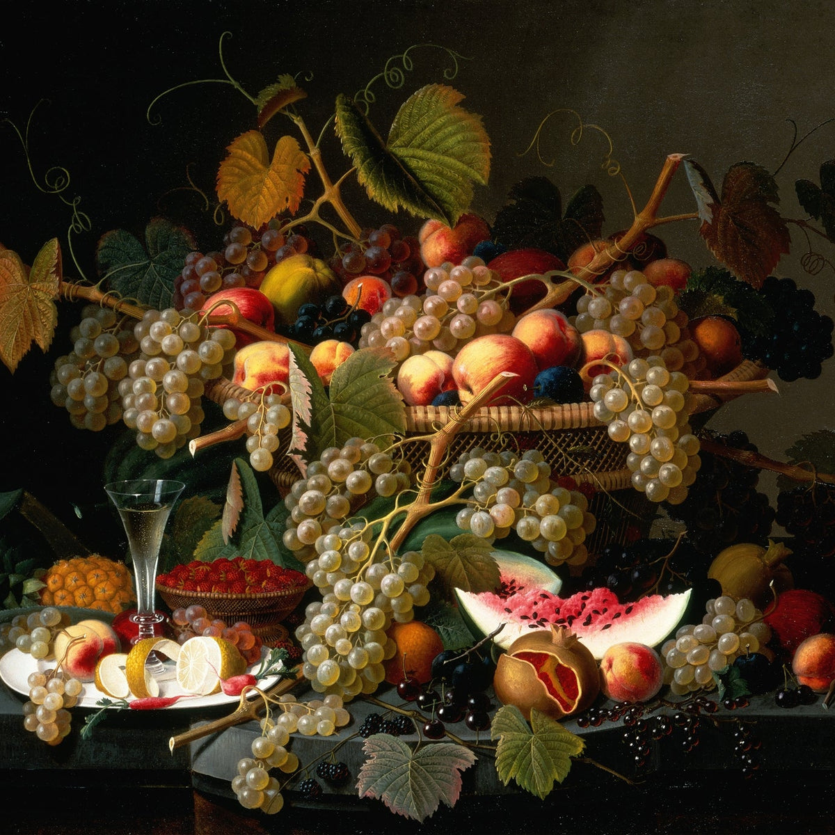 Still Life Oil Painting - Abundant Fruit Basket - Oil Painting Haven