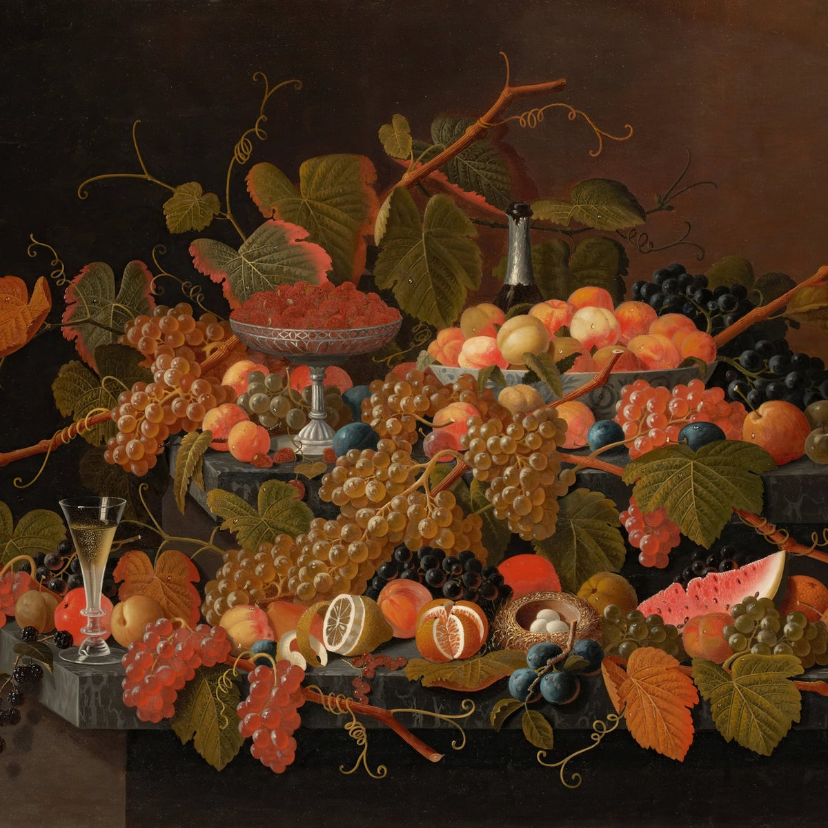 Still Life Oil Painting - Abundant Grapes and Fruit - Oil Painting Haven
