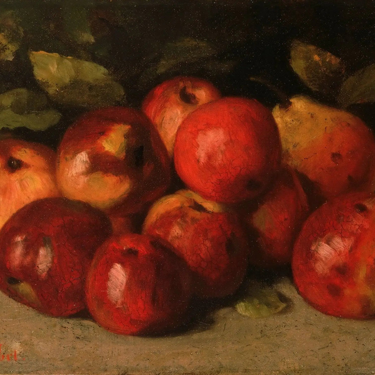 Still Life Oil Painting - Apples and Pear by Courbet - Oil Painting Haven