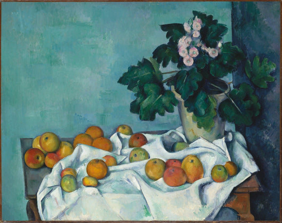 Still Life Oil Painting - Apples and Primrose Pot - Oil Painting Haven