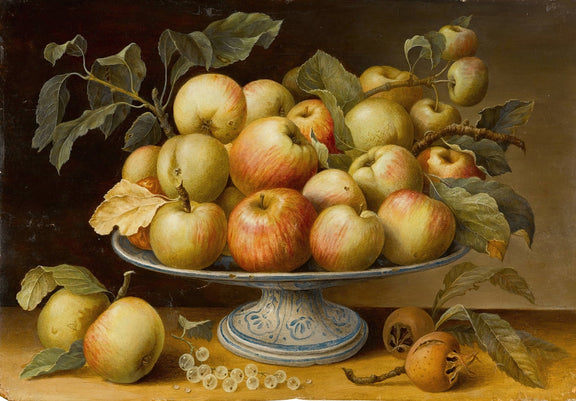 Still Life Oil Painting - Apples on Porcelain Stand - Oil Painting Haven