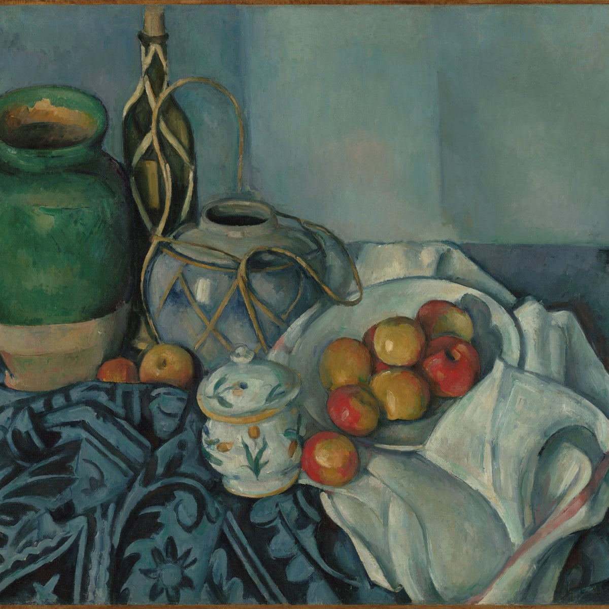 Still Life Oil Painting - Apples with Ceramic Jars - Oil Painting Haven