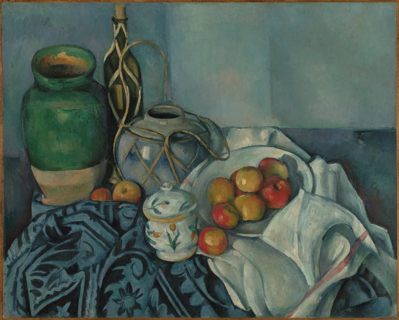 Still Life Oil Painting - Apples with Ceramic Jars - Oil Painting Haven