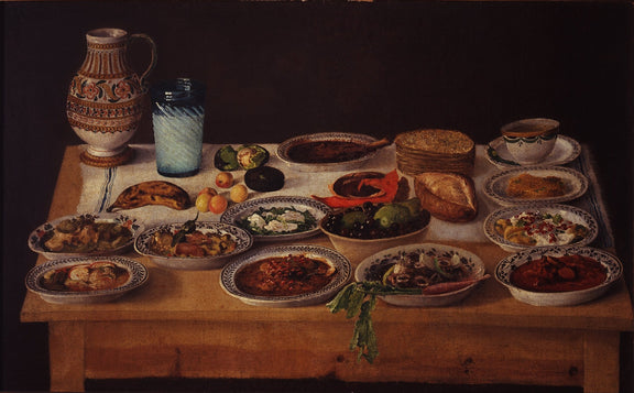 Still Life Oil Painting - Banquet Table with Dishes - Oil Painting Haven