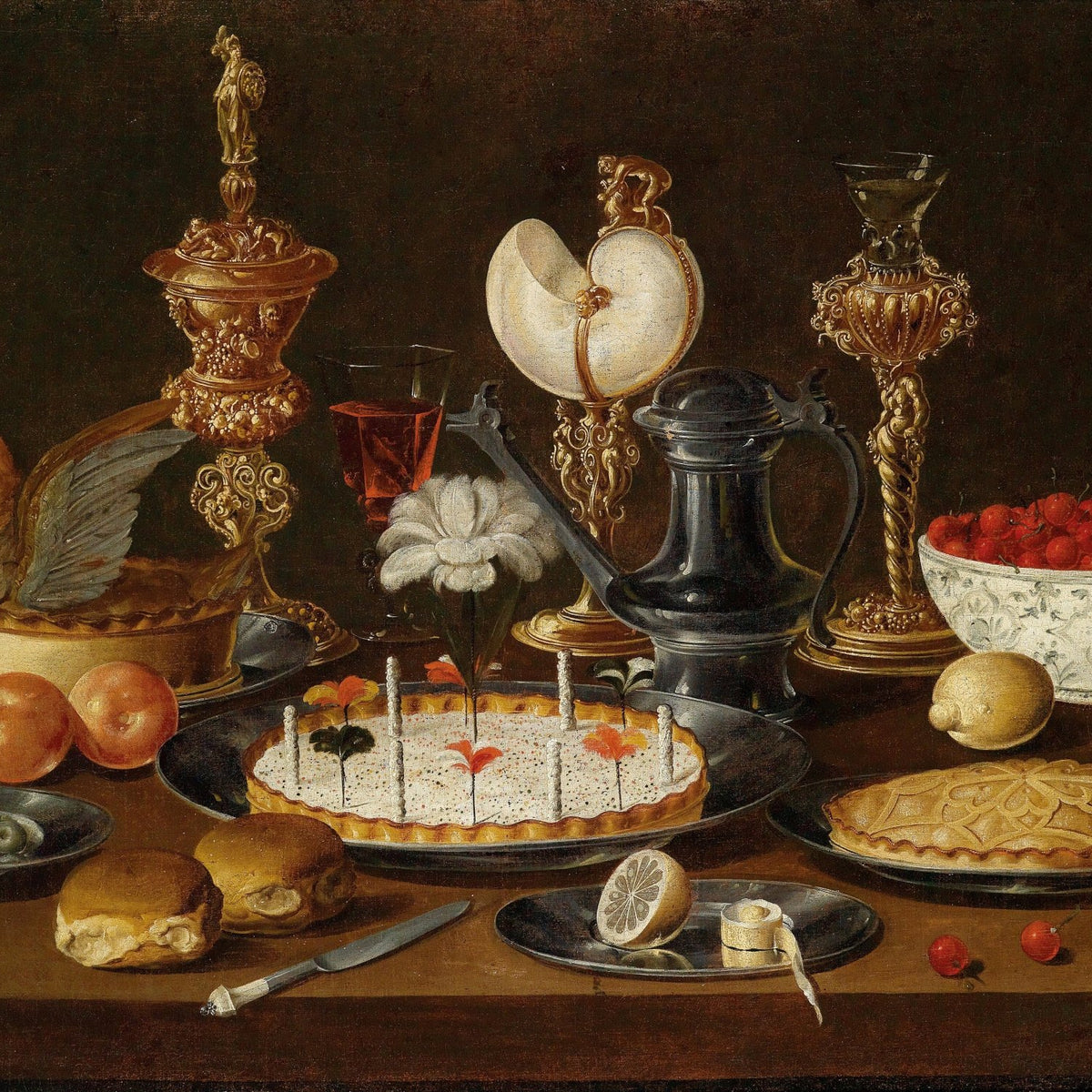 Still Life Oil Painting - Banquet Table with Silverware - Oil Painting Haven