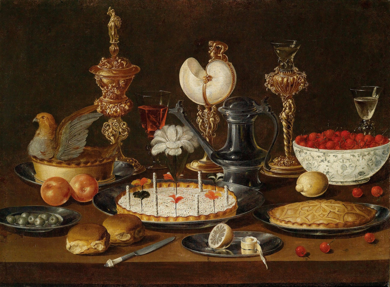 Still Life Oil Painting - Banquet Table with Silverware - Oil Painting Haven