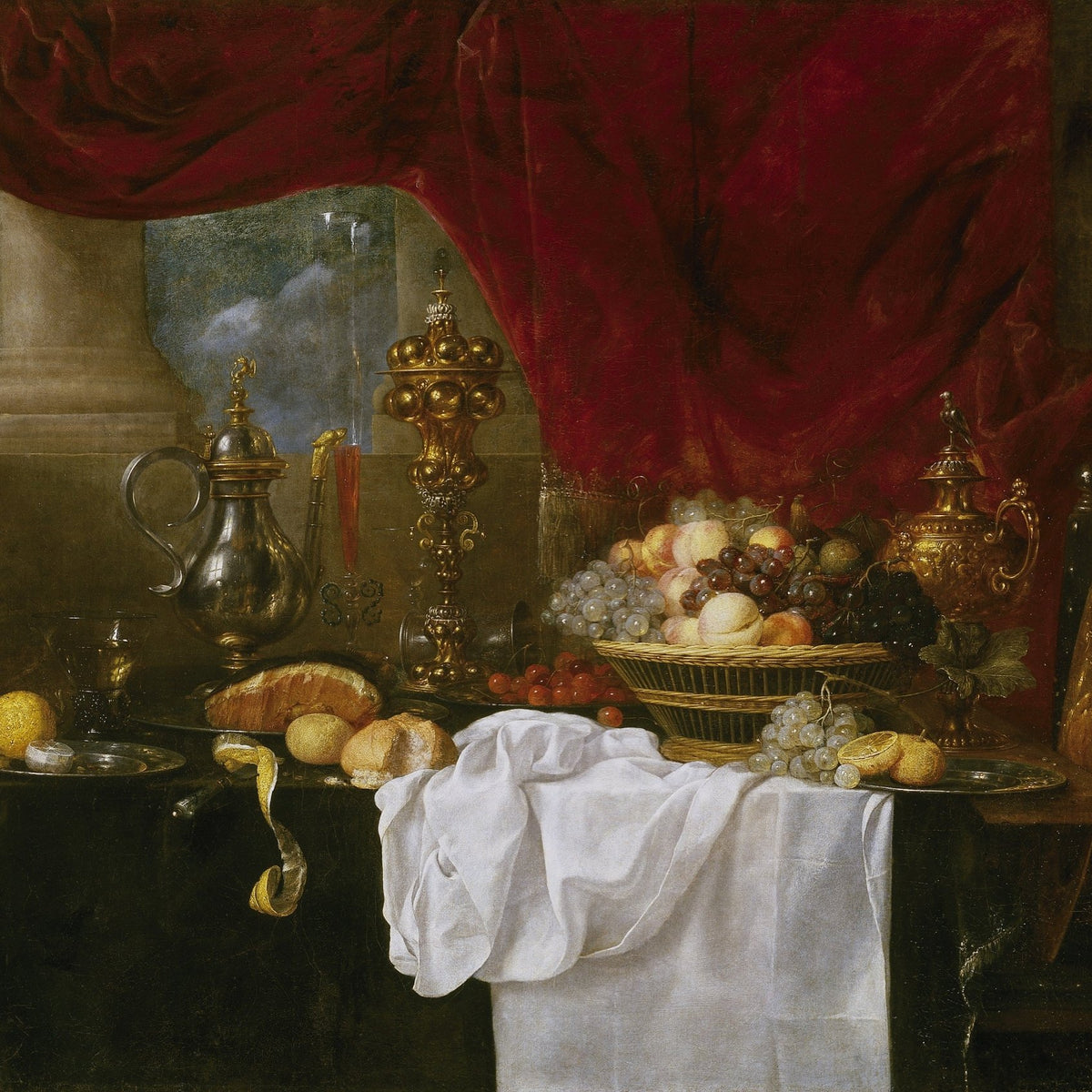 Still Life Oil Painting - Baroque Fruit and Silver - Oil Painting Haven