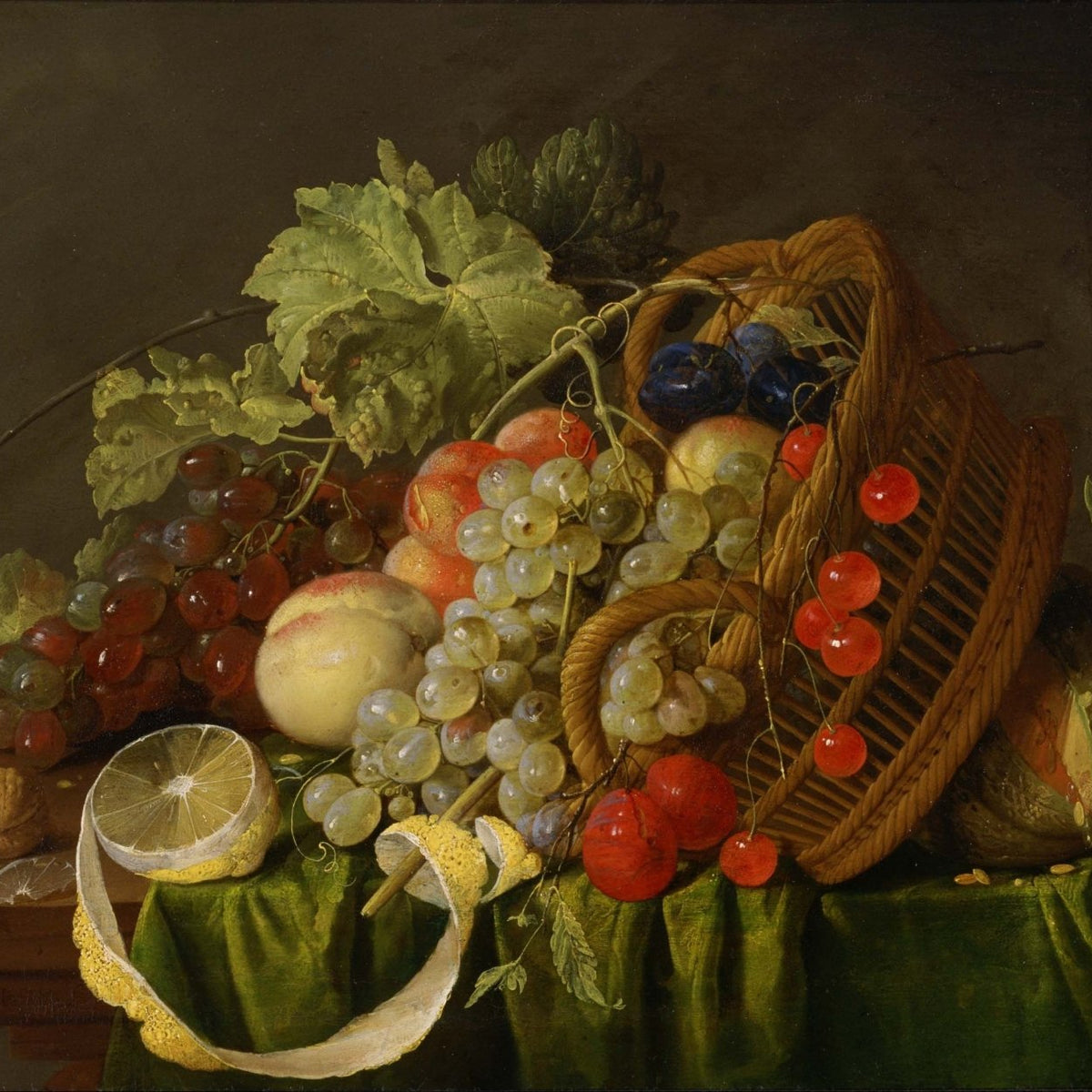 Still Life Oil Painting - Basket of Fruit and Figs - Oil Painting Haven
