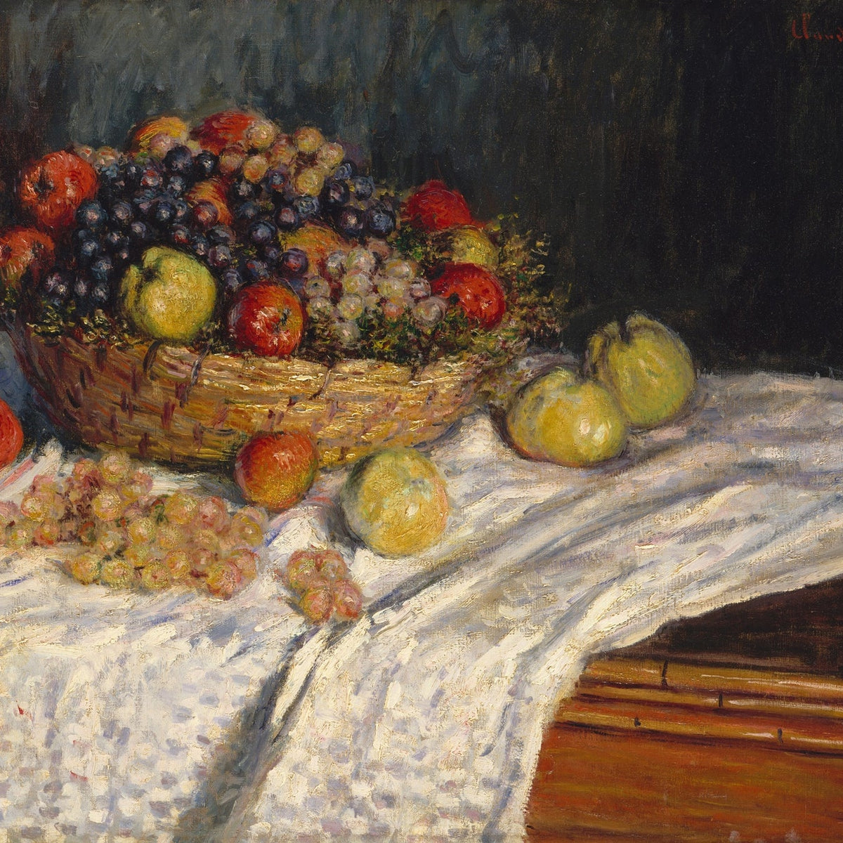 Still Life Oil Painting - Basket of Fruit on Table - Oil Painting Haven