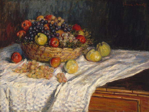 Still Life Oil Painting - Basket of Fruit on Table - Oil Painting Haven