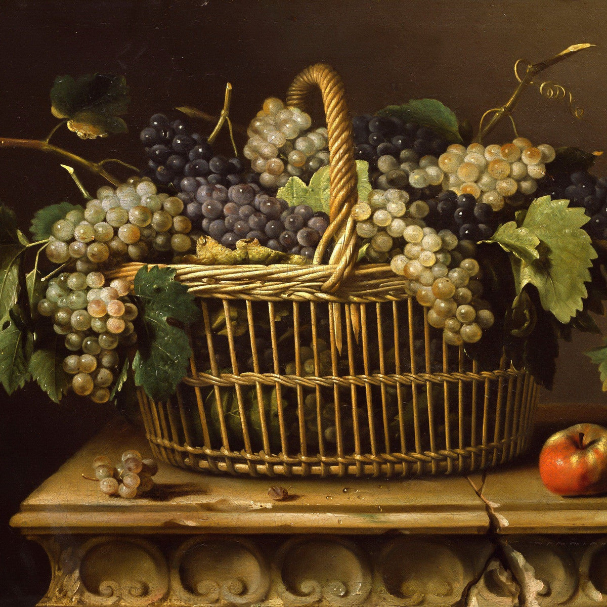 Still Life Oil Painting - Basket of Grapes - Oil Painting Haven