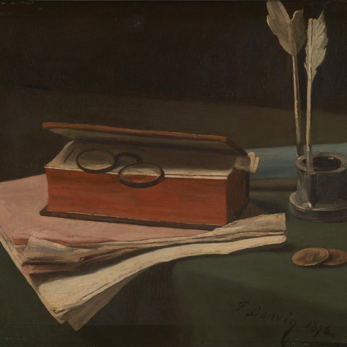 Still Life Oil Painting - Books and Quill - Oil Painting Haven