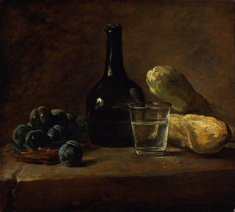 Still Life Oil Painting - Bottle, Glass and Fruits - Oil Painting Haven