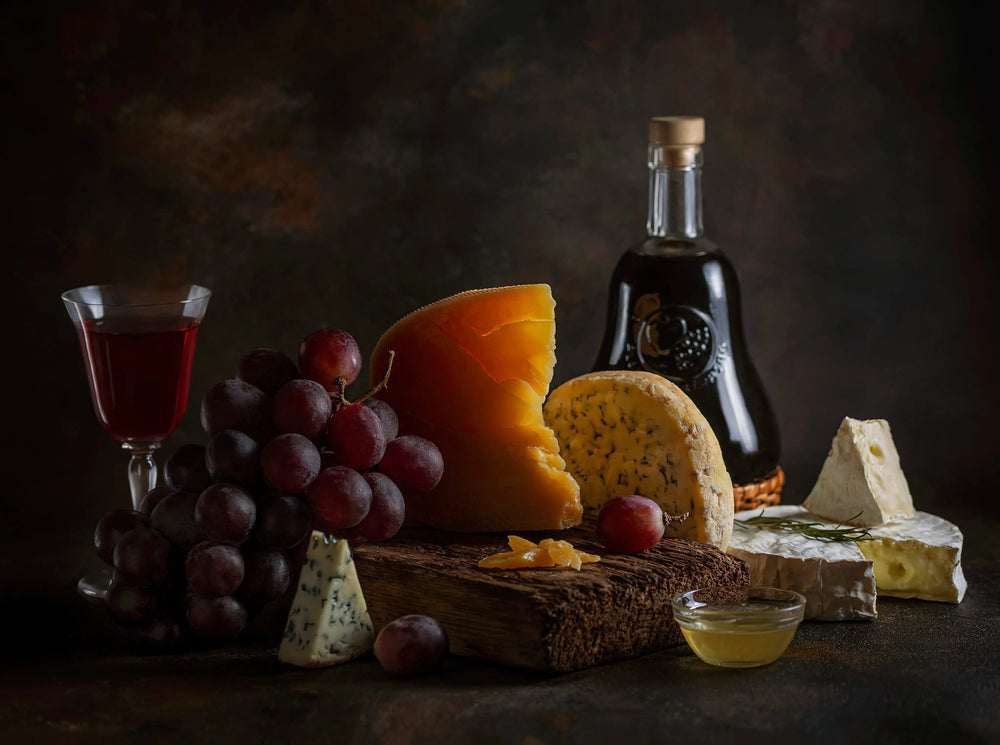 Still Life Oil Painting - Cheese, Grapes and Wine - Oil Painting Haven