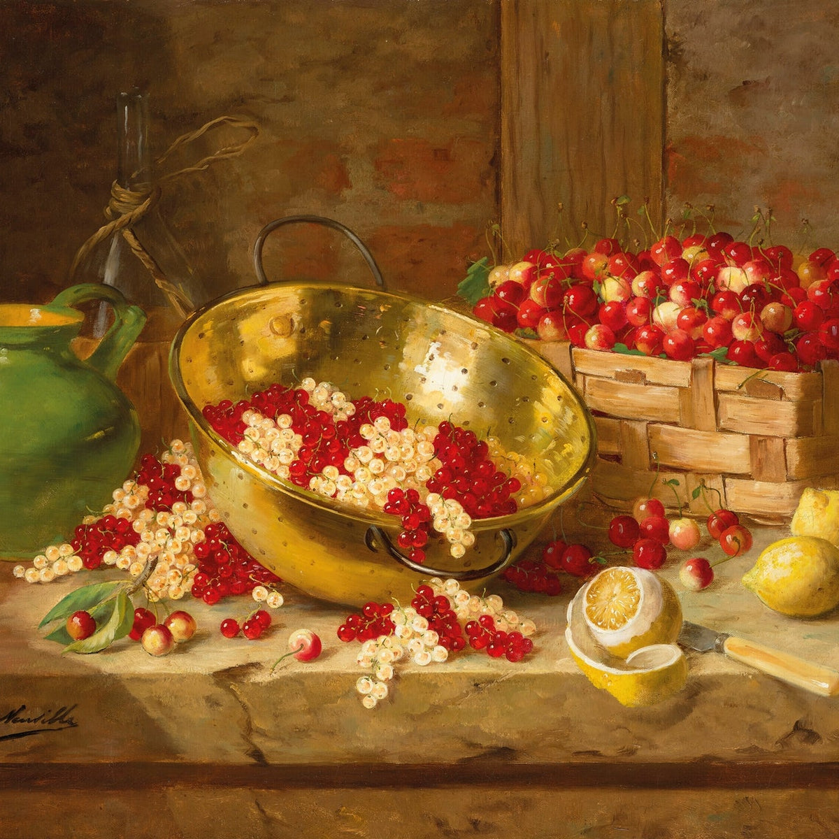 Still Life Oil Painting - Cherries and Currants - Oil Painting Haven