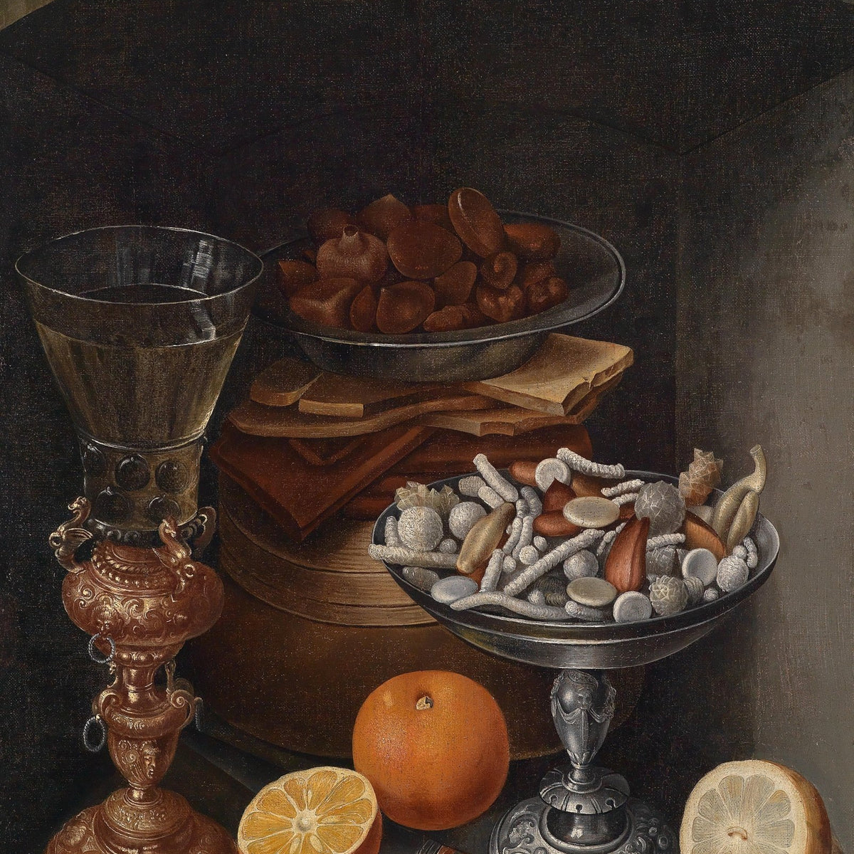 Still Life Oil Painting - Citrus and Silver Goblet - Oil Painting Haven