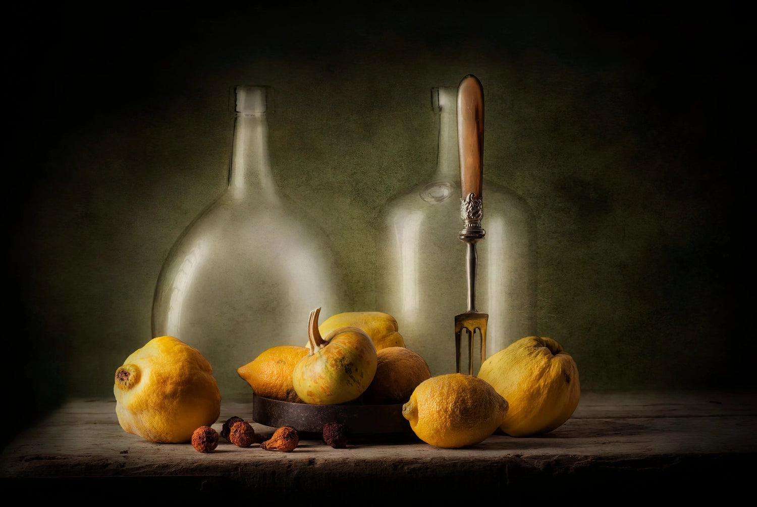 Still Life Oil Painting - Citrus, Gourds and Glassware - Oil Painting Haven