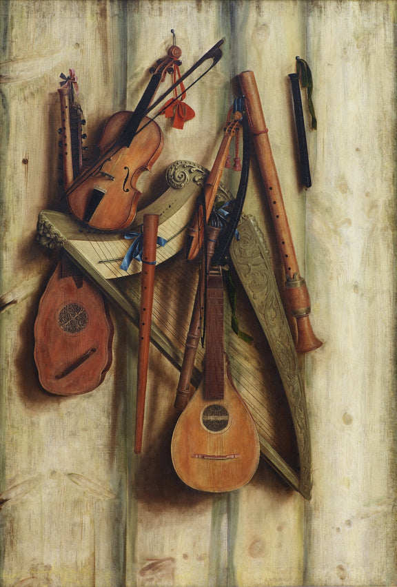 Still Life Oil Painting - Classical Musical Instruments - Oil Painting Haven