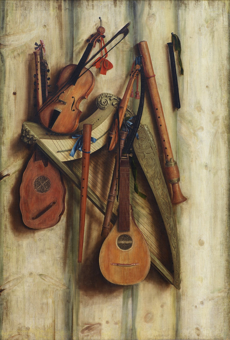 Still Life Oil Painting - Classical Musical Instruments - Oil Painting Haven