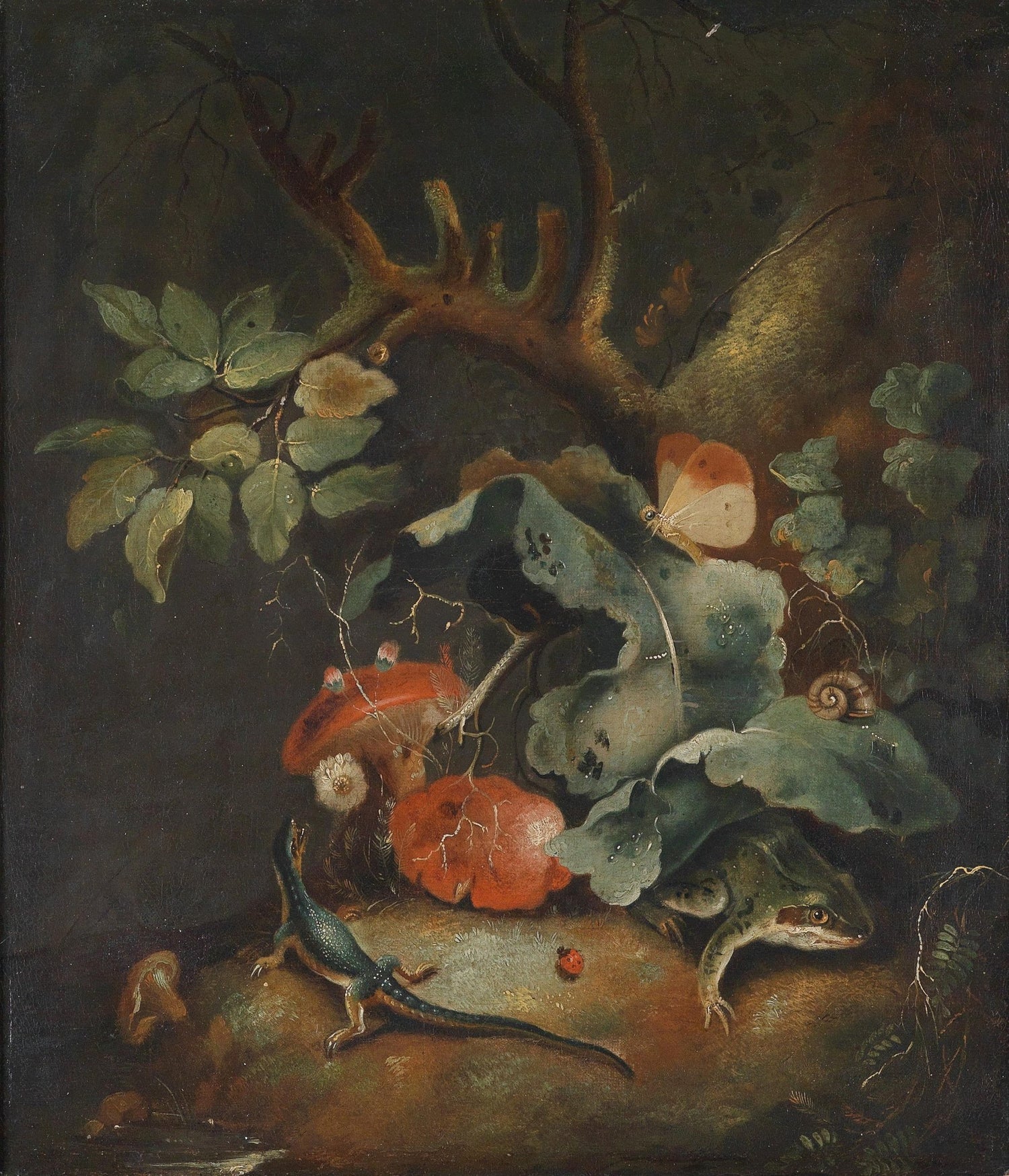 Still Life Oil Painting - Forest Floor with Lizard - Oil Painting Haven
