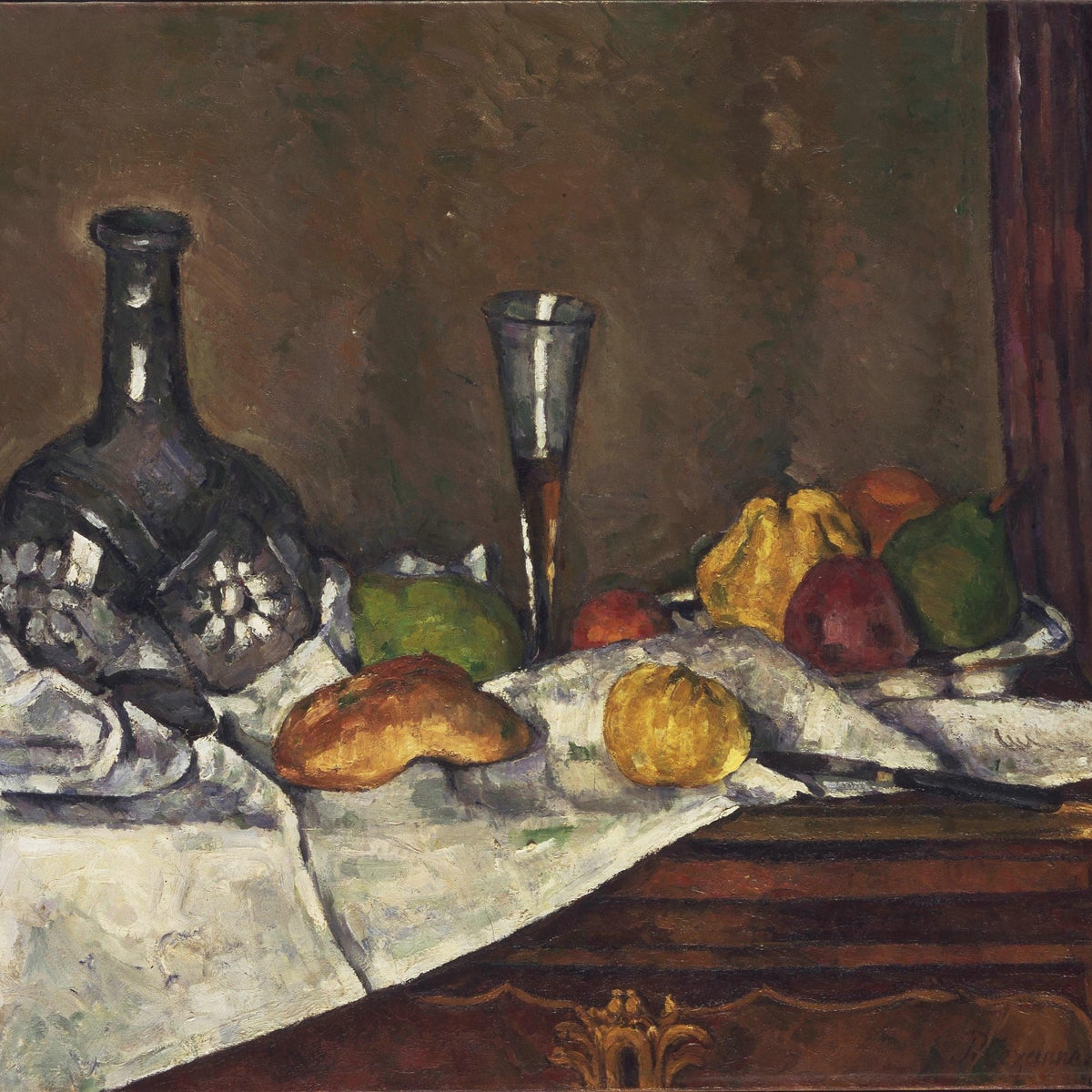 Still Life Oil Painting - Fruit and Glass Bottle - Oil Painting Haven