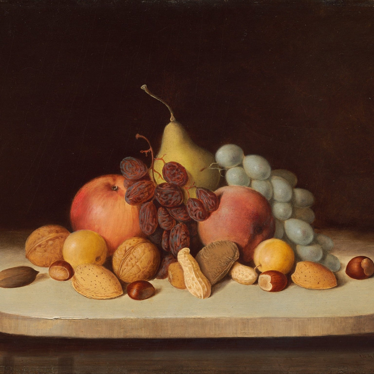 Still Life Oil Painting - Fruit and Nuts on Table - Oil Painting Haven
