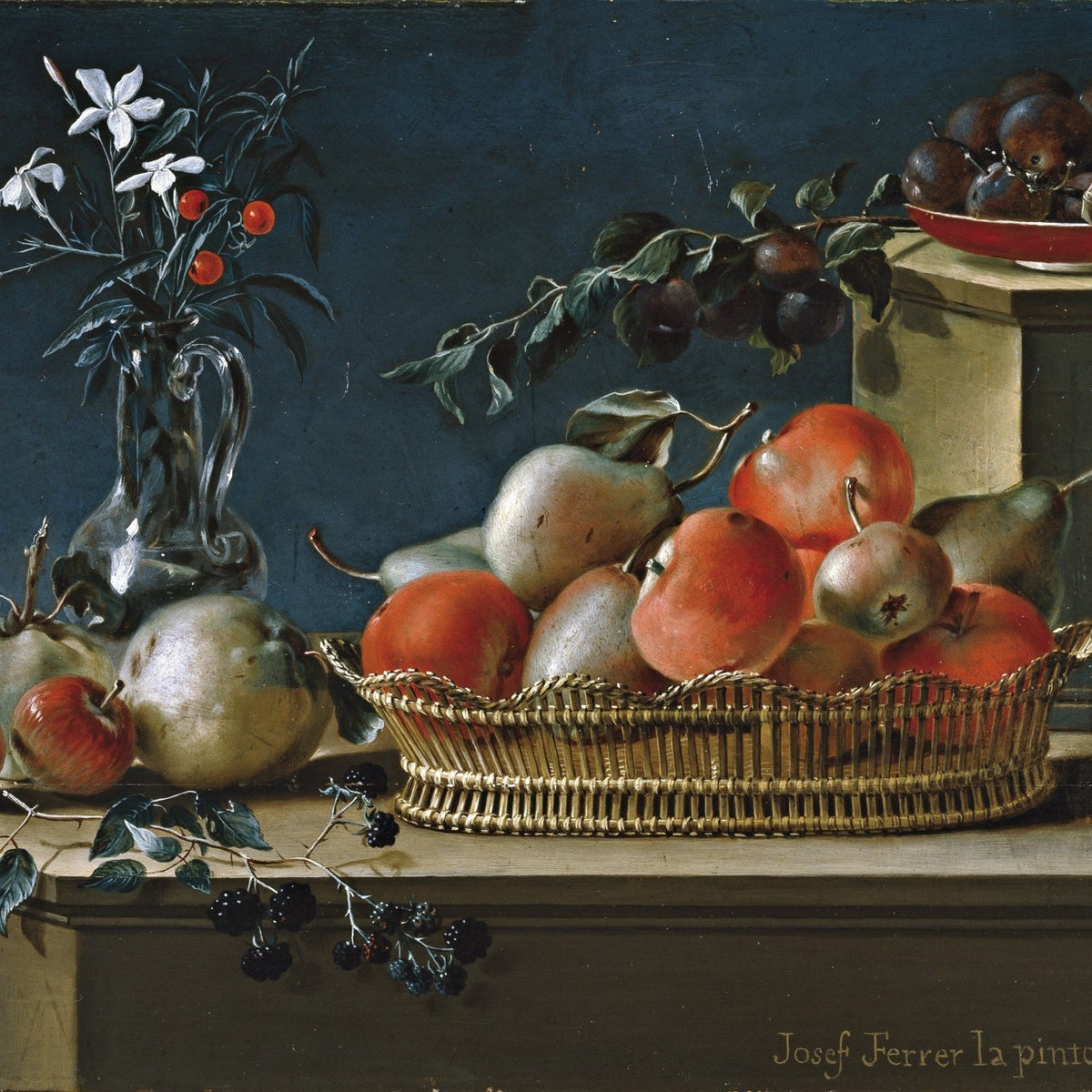 Still Life Oil Painting - Fruit Basket with Pears and Apples - Oil Painting Haven